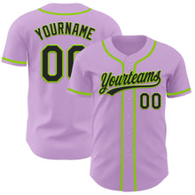 Charger l&#39;image dans la galerie, Custom Light Purple Black-Neon Green Authentic Baseball Jersey
