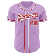 Charger l&#39;image dans la galerie, Custom Light Purple White-Red Authentic Baseball Jersey
