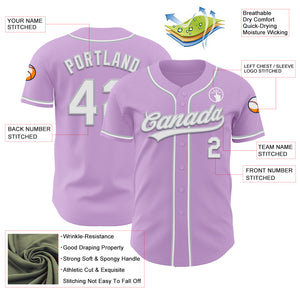 Custom Light Purple White-Gray Authentic Baseball Jersey