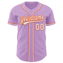 Load image into Gallery viewer, Custom Light Purple White-Orange Authentic Baseball Jersey
