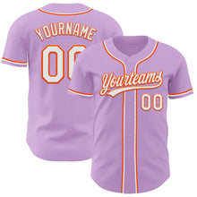 Load image into Gallery viewer, Custom Light Purple White-Orange Authentic Baseball Jersey
