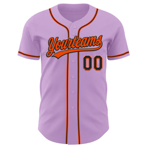 Custom Light Purple Black-Orange Authentic Baseball Jersey