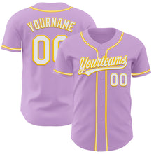 Charger l&#39;image dans la galerie, Custom Light Purple White-Yellow Authentic Baseball Jersey
