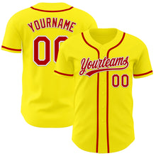 Загрузить изображение в средство просмотра галереи, Custom Light Yellow Red-White Authentic Baseball Jersey
