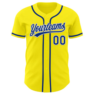 Custom Light Yellow Royal-White Authentic Baseball Jersey