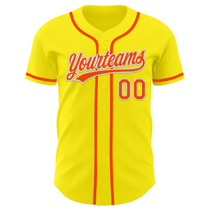 Custom Light Yellow Orange-White Authentic Baseball Jersey