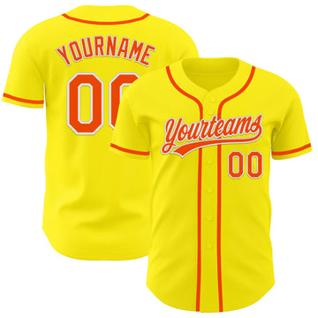 Custom Light Yellow Orange-White Authentic Baseball Jersey