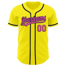 Charger l&#39;image dans la galerie, Custom Light Yellow Pink-Navy Authentic Baseball Jersey
