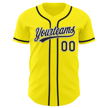 Custom Light Yellow Black-White Authentic Baseball Jersey