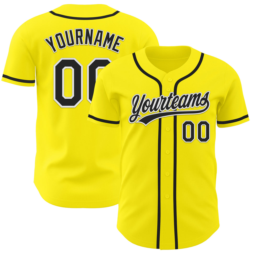 Custom Light Yellow Black-White Authentic Baseball Jersey