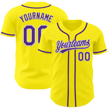 Charger l&#39;image dans la galerie, Custom Light Yellow Purple-White Authentic Baseball Jersey
