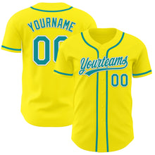 Загрузить изображение в средство просмотра галереи, Custom Light Yellow Teal-White Authentic Baseball Jersey
