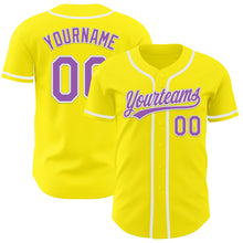 Charger l&#39;image dans la galerie, Custom Light Yellow Medium Purple-White Authentic Baseball Jersey
