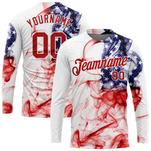 Charger l&#39;image dans la galerie, Custom White Red-Royal American Flag Fashion 3D Long Sleeve Performance T-Shirt
