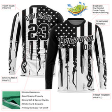 Charger l&#39;image dans la galerie, Custom Black White 3D Hunting Tools American Flag Long Sleeve Performance T-Shirt
