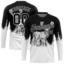 Charger l&#39;image dans la galerie, Custom Black White 3D Animal Deer Hunting Long Sleeve Performance T-Shirt
