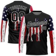 Загрузить изображение в средство просмотра галереи, Custom Black White 3D Animal Deer Hunting American Flag Long Sleeve Performance T-Shirt
