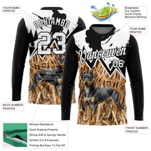 Load image into Gallery viewer, Custom Black White 3D Animal Rottweiler Dog Hunting Tool Gun Hunter Long Sleeve Performance T-Shirt
