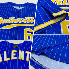 Charger l&#39;image dans la galerie, Custom Royal White Pinstripe Gold-White Authentic Baseball Jersey
