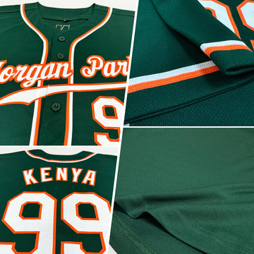 Custom Green White-Orange Authentic Baseball Jersey