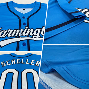 Custom Panther Blue White-Navy Authentic Baseball Jersey