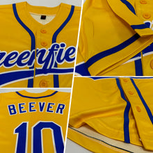 Load image into Gallery viewer, Custom Yellow Royal-White Authentic Baseball Jersey
