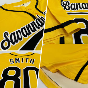 Custom Yellow Black-White Authentic Baseball Jersey