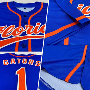 Custom Thunder Blue Orange-White Authentic Baseball Jersey