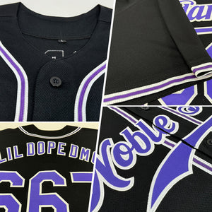 Custom Black Purple-White Authentic Baseball Jersey