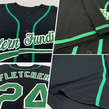 Load image into Gallery viewer, Custom Black Kelly Green-White Authentic Baseball Jersey
