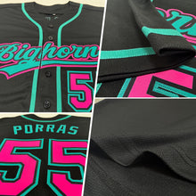 Загрузить изображение в средство просмотра галереи, Custom Black Pink-Teal Authentic Baseball Jersey
