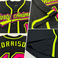 Load image into Gallery viewer, Custom Black Hot Pink-Neon Green Authentic Baseball Jersey
