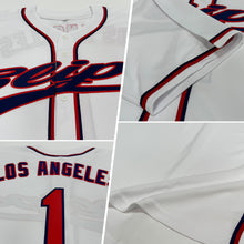 Load image into Gallery viewer, Custom White Red-Navy Authentic Baseball Jersey
