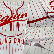 Laden Sie das Bild in den Galerie-Viewer, Custom White Red Pinstripe Red Authentic Baseball Jersey
