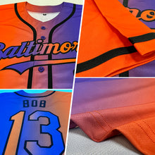 Загрузить изображение в средство просмотра галереи, Custom Purple Orange-Black Authentic Gradient Fashion Baseball Jersey
