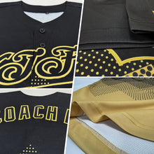 Load image into Gallery viewer, Custom Black Vegas Gold 3D Pattern Design Gradient Square Shapes Authentic Baseball Jersey
