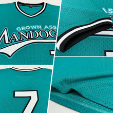 Загрузить изображение в средство просмотра галереи, Custom Teal White-Black Authentic Throwback Baseball Jersey
