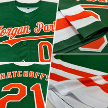 Laden Sie das Bild in den Galerie-Viewer, Custom Green Orange-White Line Authentic Baseball Jersey
