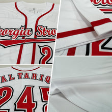 Load image into Gallery viewer, Custom White Red-Black Baseball Jersey
