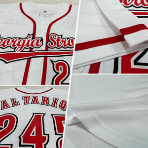 Custom White Red-Black Baseball Jersey