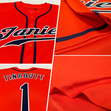 Load image into Gallery viewer, Custom Orange Navy-White Authentic Baseball Jersey
