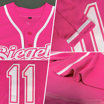 Custom Pink White Authentic Baseball Jersey