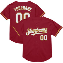 Load image into Gallery viewer, Custom Maroon White-Old Gold Mesh Authentic Throwback Baseball Jersey
