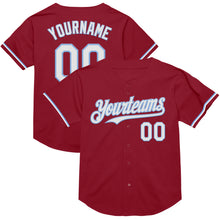 Charger l&#39;image dans la galerie, Custom Maroon White-Light Blue Mesh Authentic Throwback Baseball Jersey
