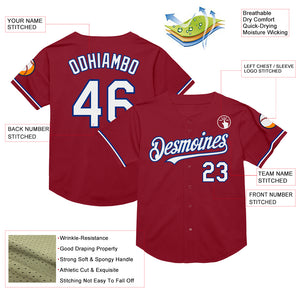 Custom Maroon White-Royal Mesh Authentic Throwback Baseball Jersey