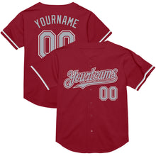 Charger l&#39;image dans la galerie, Custom Maroon Gray-White Mesh Authentic Throwback Baseball Jersey
