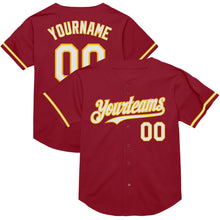 Charger l&#39;image dans la galerie, Custom Maroon White-Gold Mesh Authentic Throwback Baseball Jersey
