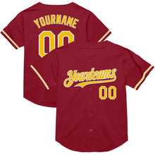 Charger l&#39;image dans la galerie, Custom Maroon Yellow-White Mesh Authentic Throwback Baseball Jersey
