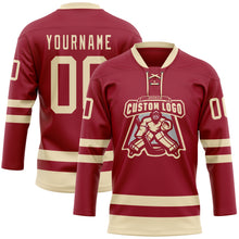 Charger l&#39;image dans la galerie, Custom Maroon Cream Hockey Lace Neck Jersey
