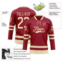 Charger l&#39;image dans la galerie, Custom Maroon Cream Hockey Lace Neck Jersey
